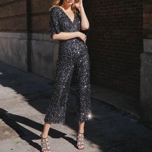 Black Halo Sequin Jumpsuit